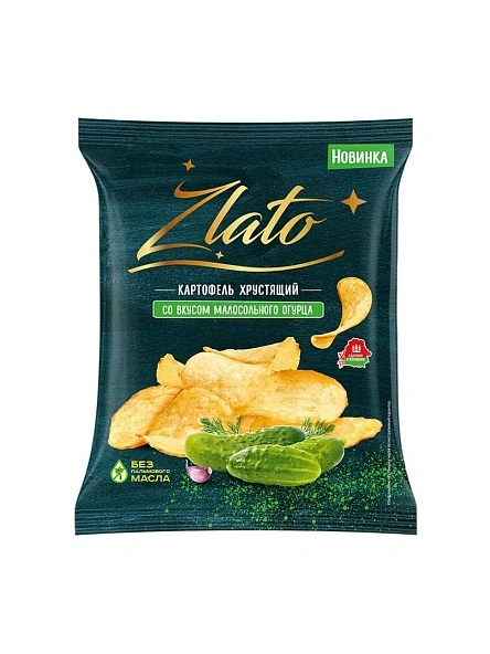 Картофель хрустящий "Zlato" со вкусом малосольного огурчика, 70г