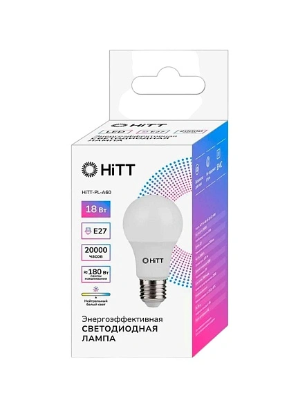 Светодиод.лампа Hitt A60 18w Е27 4000