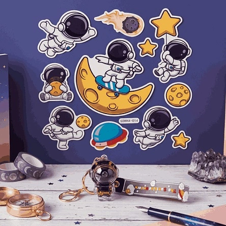 Наклейки светящиеся на стену "Stars, moon, sky", ТМ Sunup, 20*20 см, микс дизайнов (PR002)