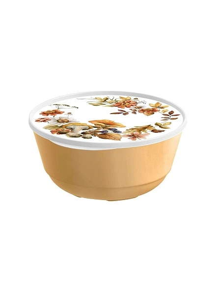 Миска 2л с крышкой с декором (золотой)