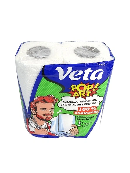 Полотенца бумажные VETA POP ART двухслойные 100 % целлюлоза