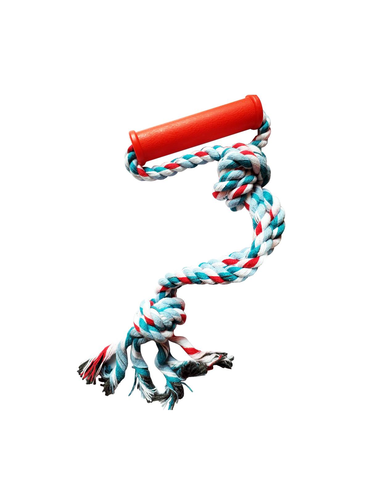 Игрушка для собаки канатная с ручкой "Веревка с узлами", 39 см, 100 г, микс цвета