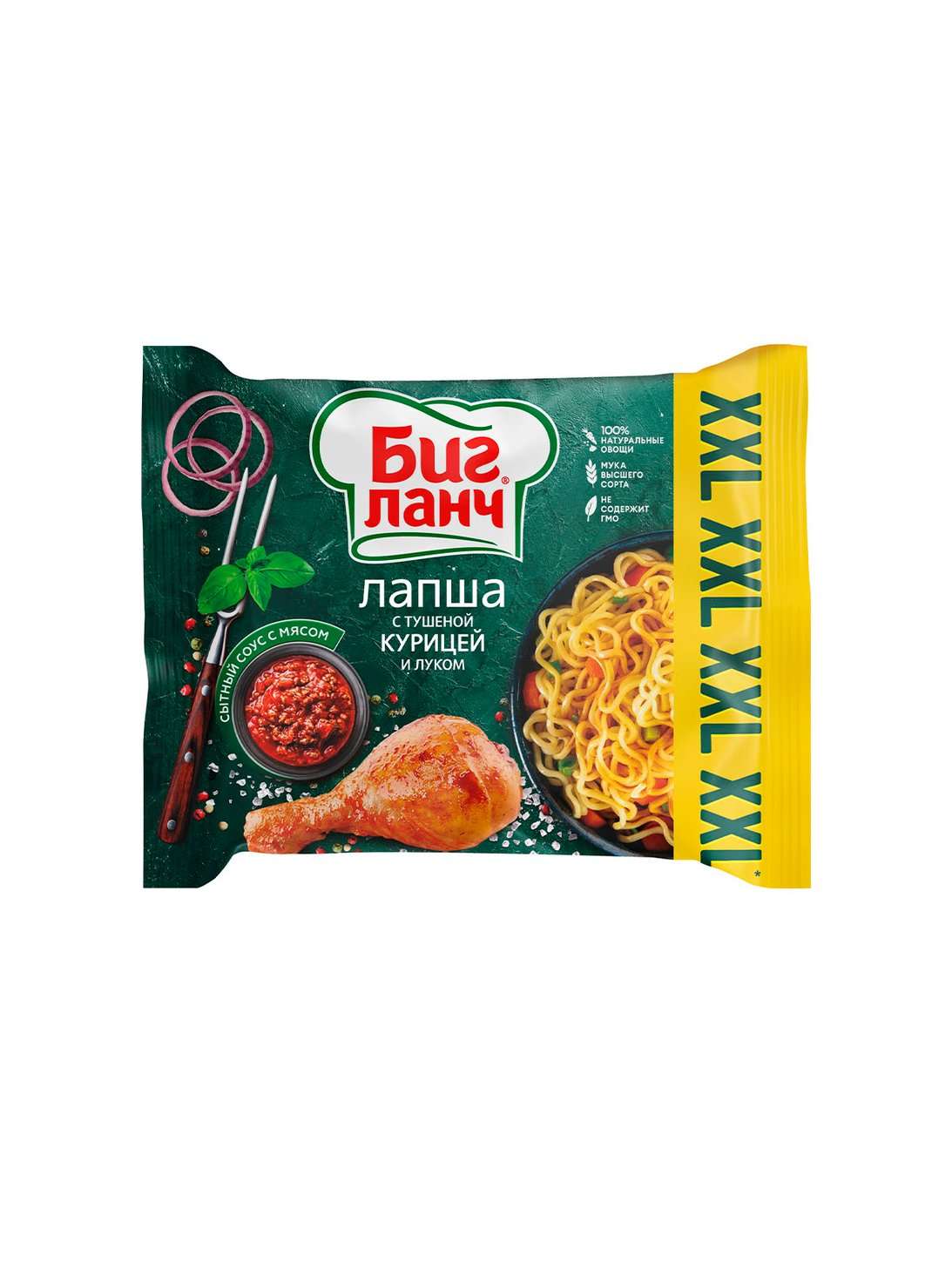 Лапша БИГ ЛАНЧ с тушеной курицей и луком, брикет 100 г