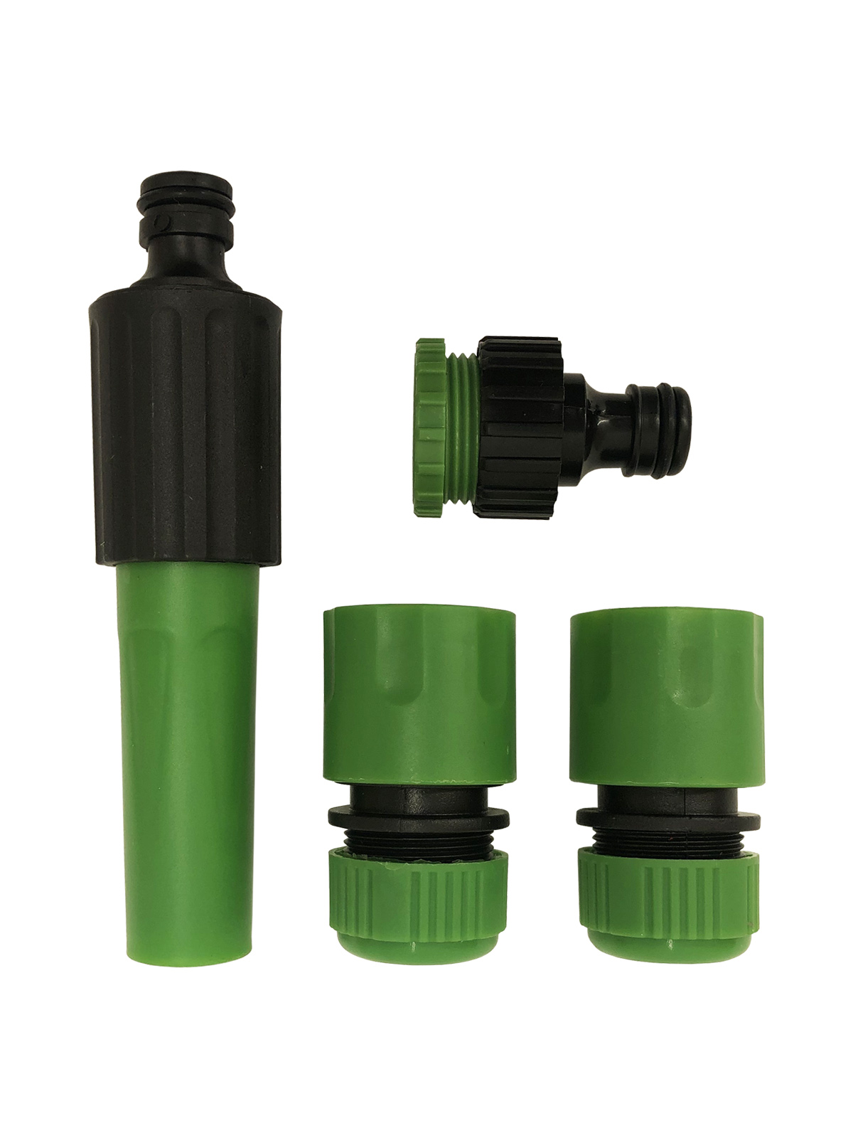 Набор: насадка для полива, коннектор, коннектор с аквастоп, адаптер, пластик, зеленый (DX-582)