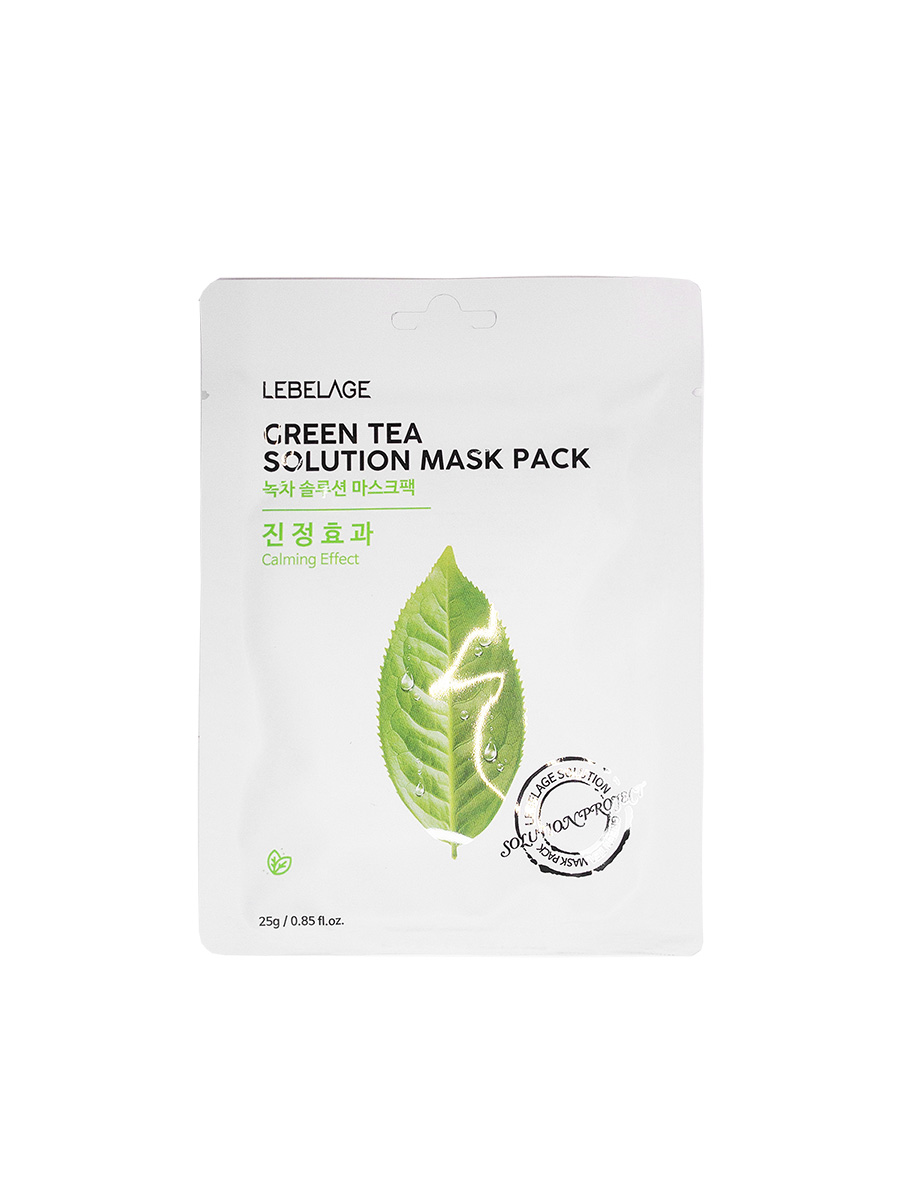 Lebelage маска тканевая  green tea solution mask успокаивающая