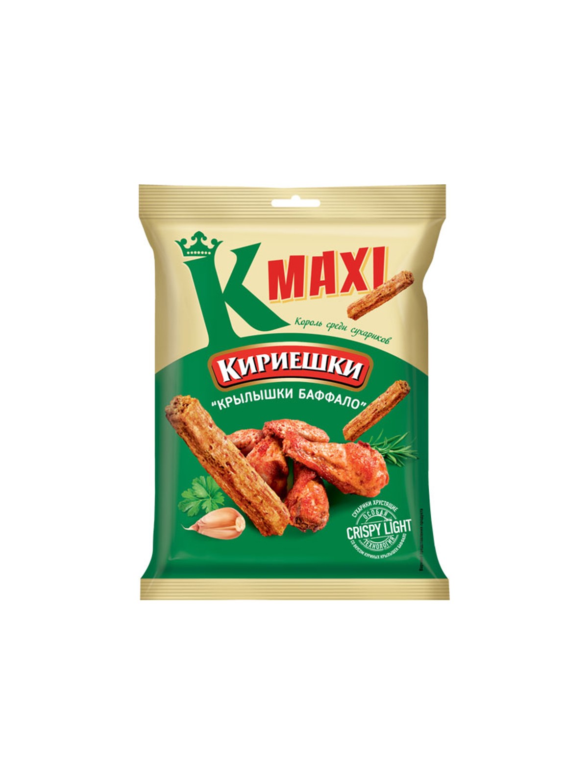 Сухарики хрустящие "Кириешки" Maxi со вкусом куриных крылышек Баффало 60г