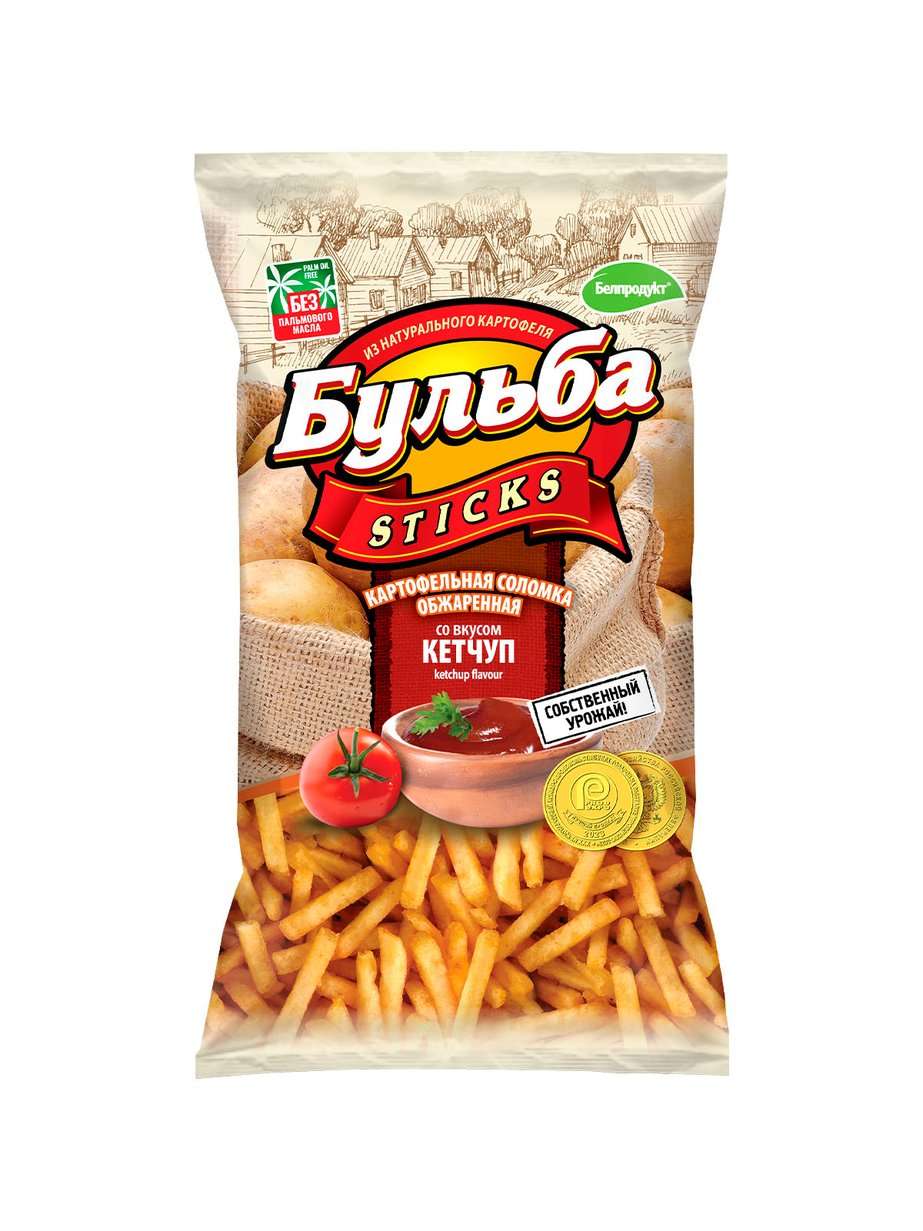 Соломка из цельного картофеля обжаренная "Бульба sticks" со вкусом кетчупа 75 г
