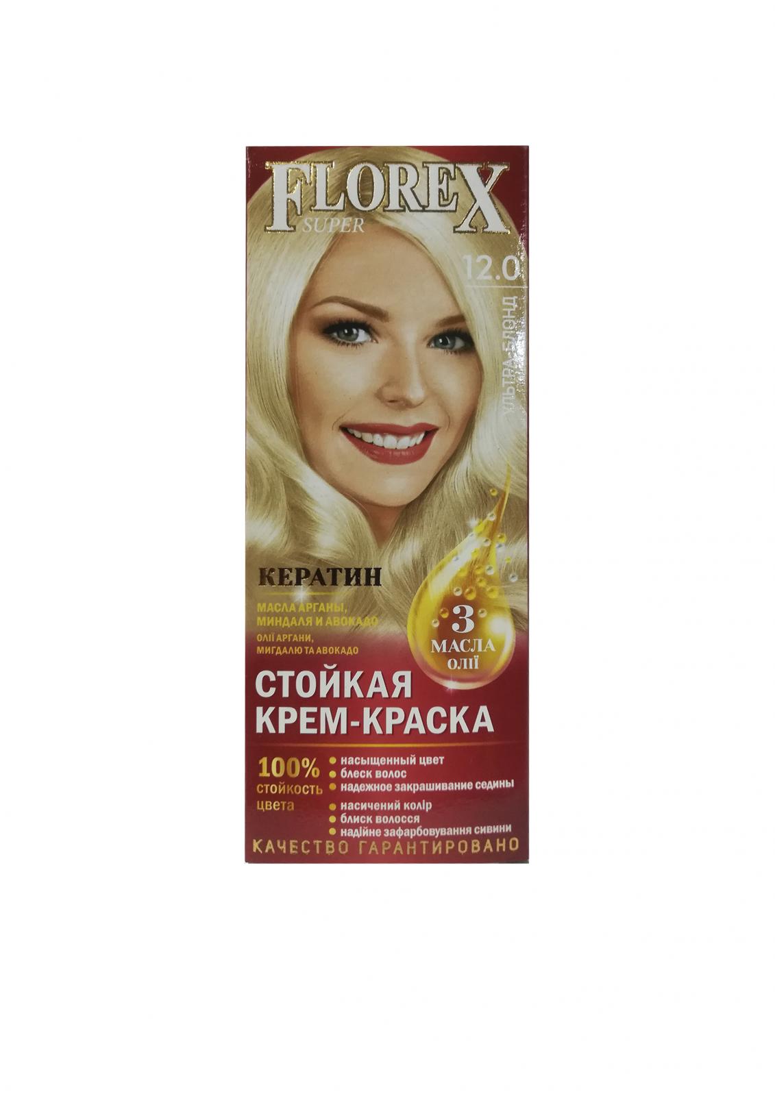 Стойкая крем-краска д/волос "Florex super", тон .12.0 Ультра-блонд