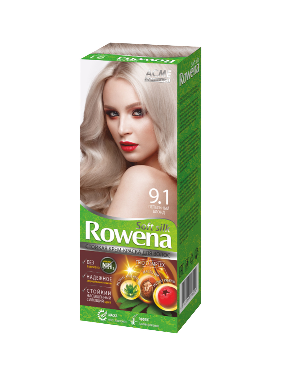 Стойкая крем-краска для волос Rowena soft silk тон 9.1 пепельный блондин