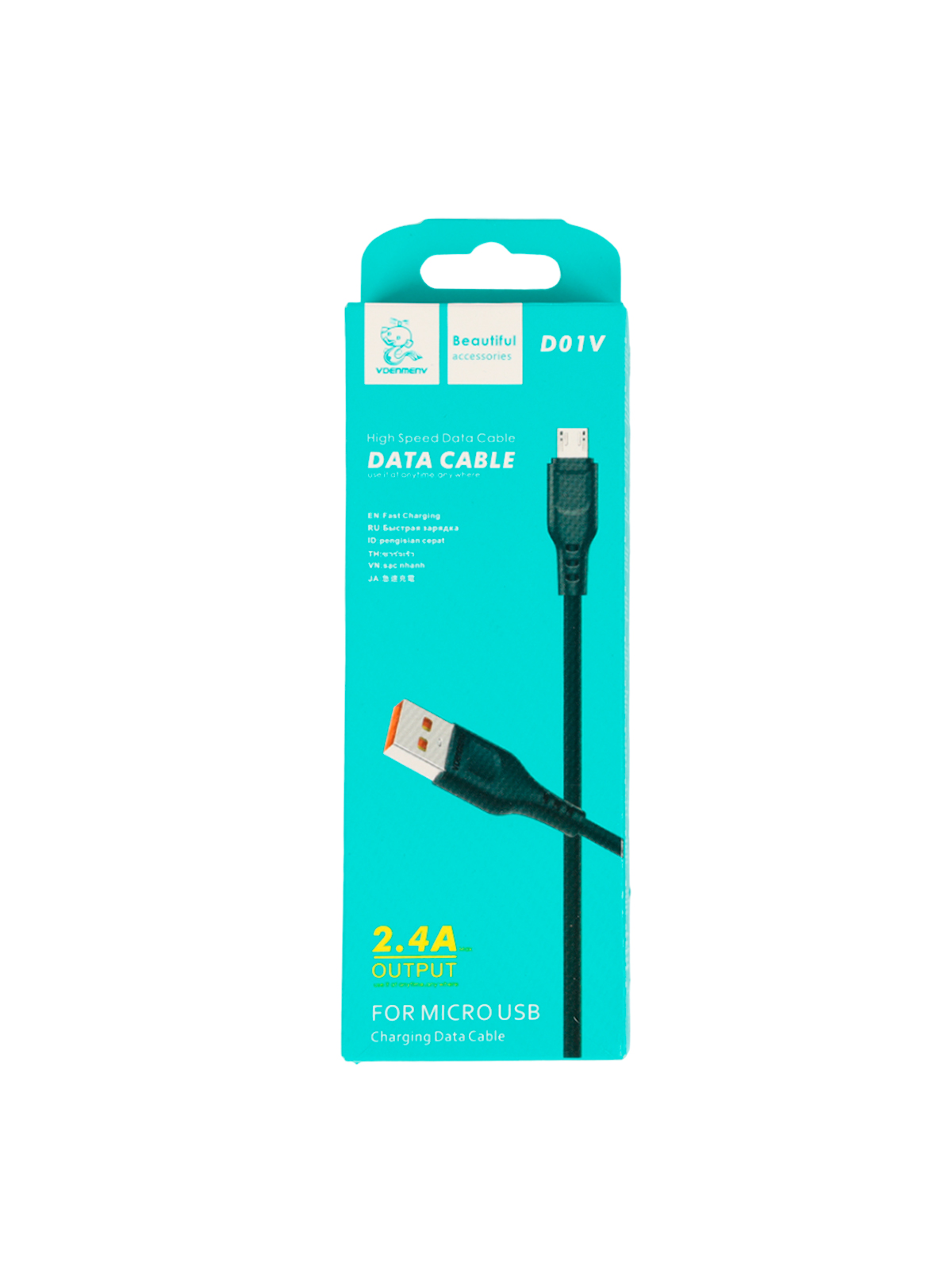 Кабель для зарядки, черный, MICRO USB, 1.0М, 2.4А