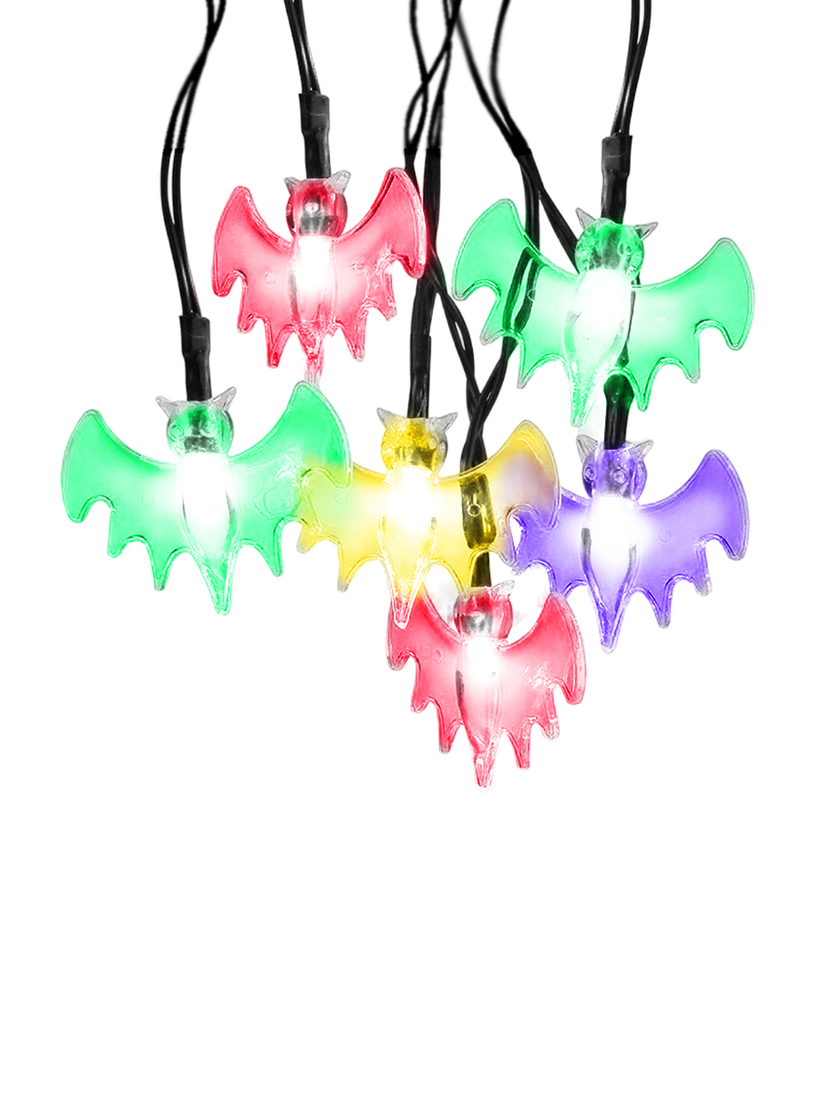 Гирлянда декоративная LED "Летучая мышь", 10 лампочек, 2 м, разноцветные