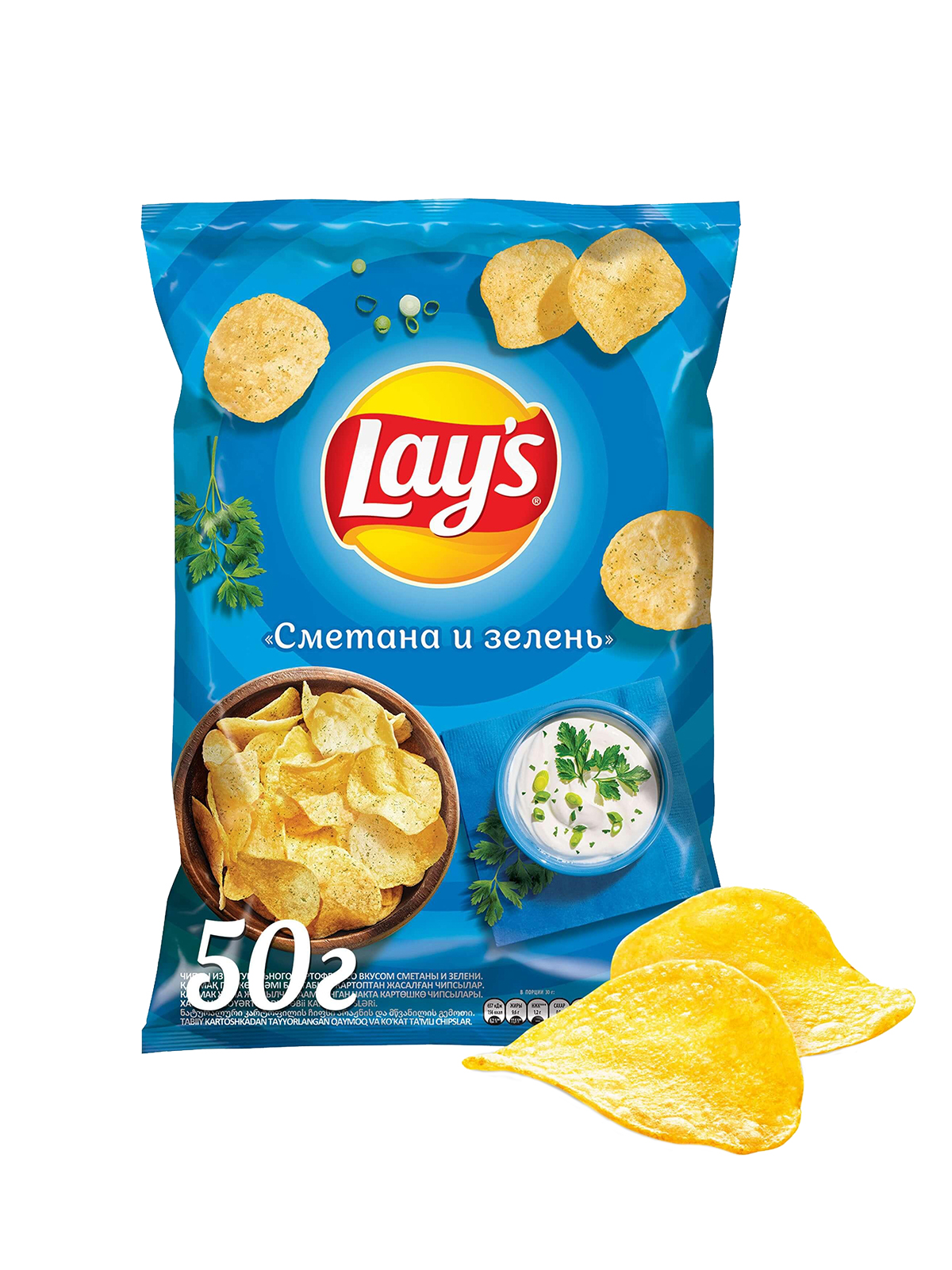 "ЛЭЙЗ" 50г чипсы со вкусом сметаны и зелени дисплей