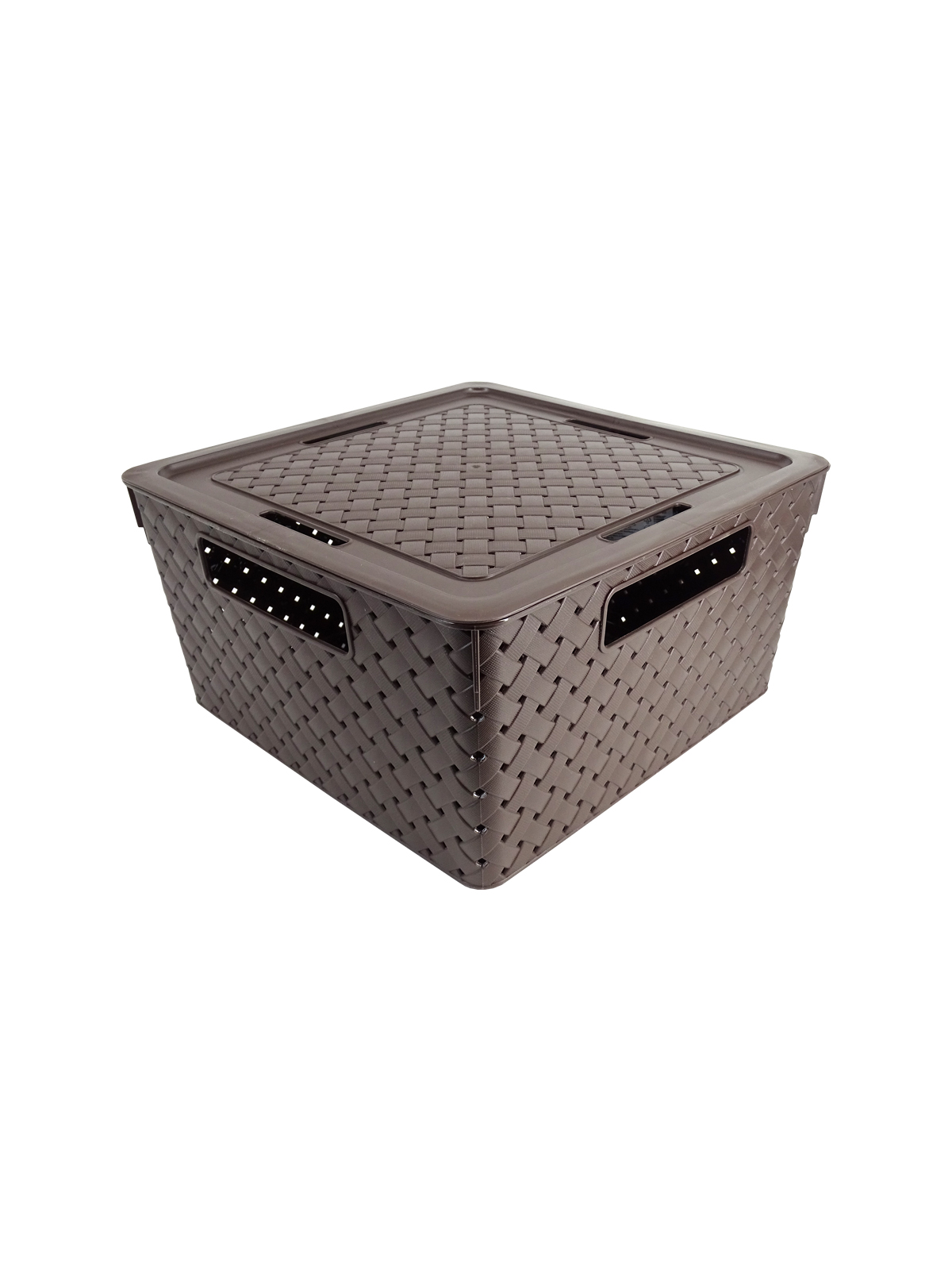 Коробка для хранения квадратная "Береста" с крышкой 11л 290х290х151 (венге)