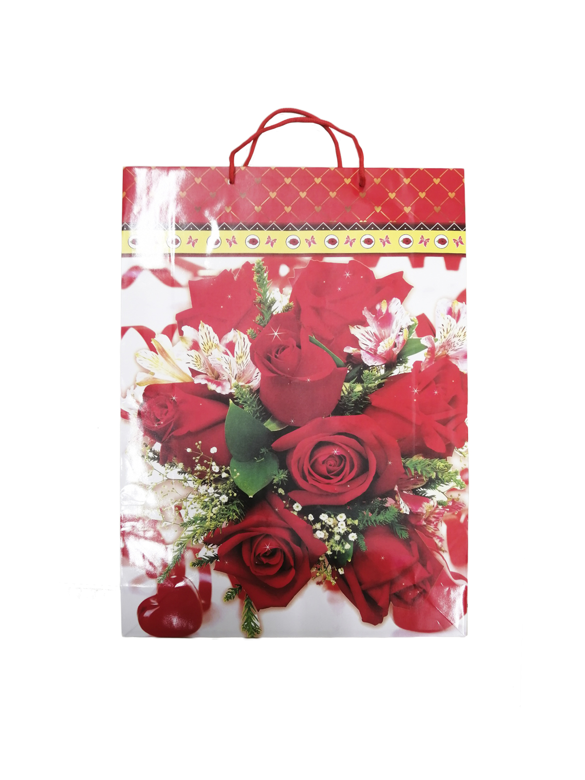 Пакет подарочный "Красные цветы", 32*44*10 см, в асс-те