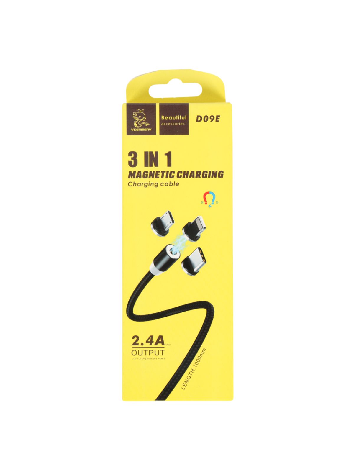 Кабель для зарядки 3-в-1, micro/TYPE-C/lightning, магнитный, 1.0М, 2.4А