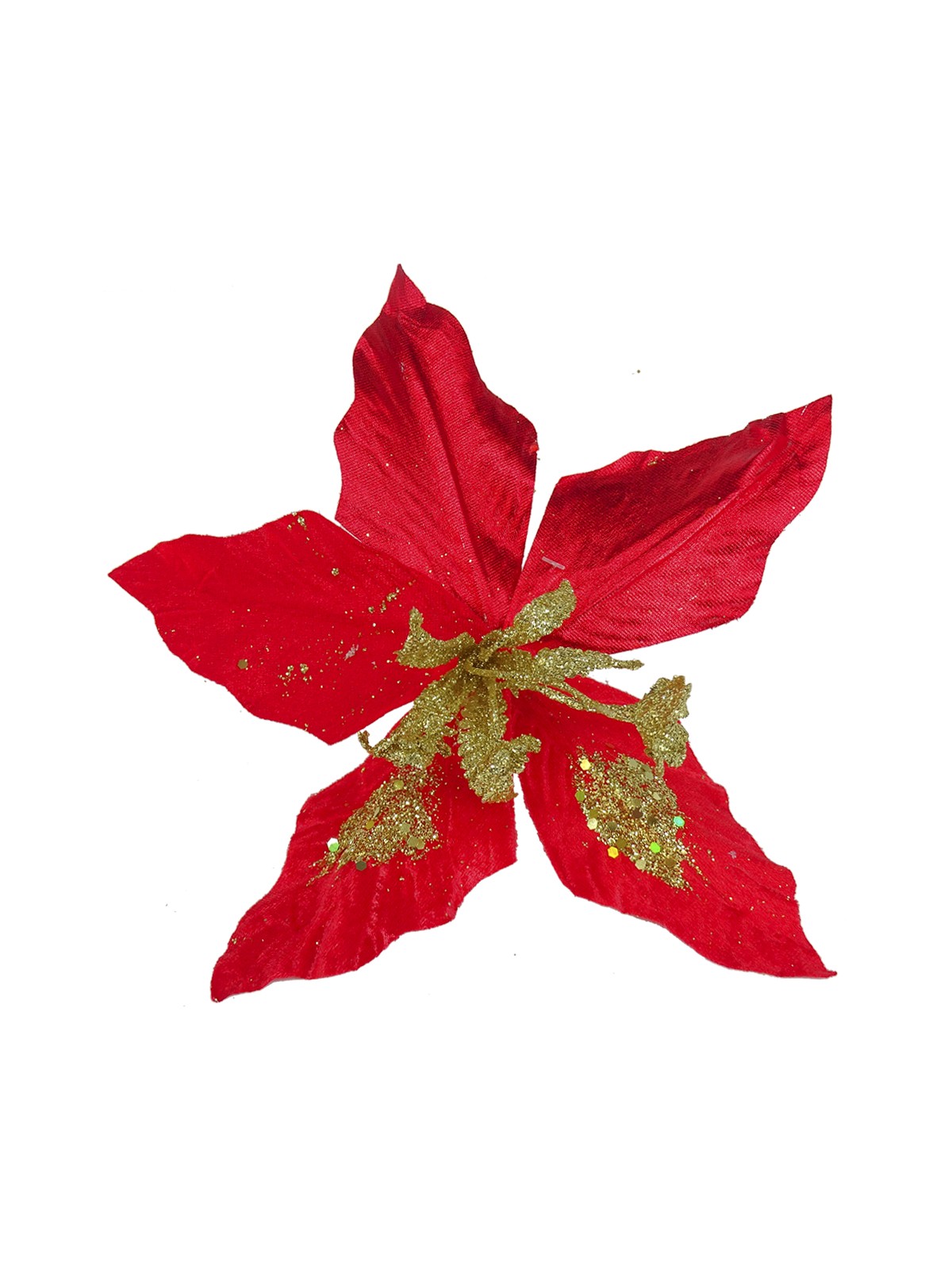 Новогоднее ёлочное украшение Лилия красный бархат 23x23x17см