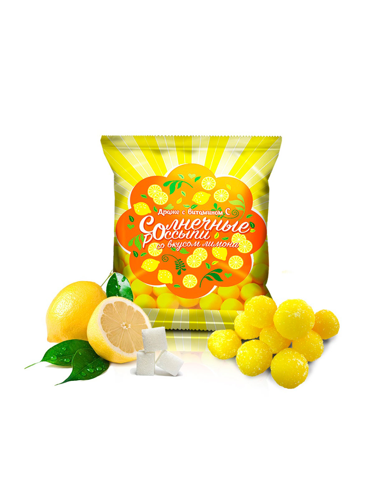 Драже сахарное с витамином С "Солнечные Россыпи" со вкусом лимона 200 г