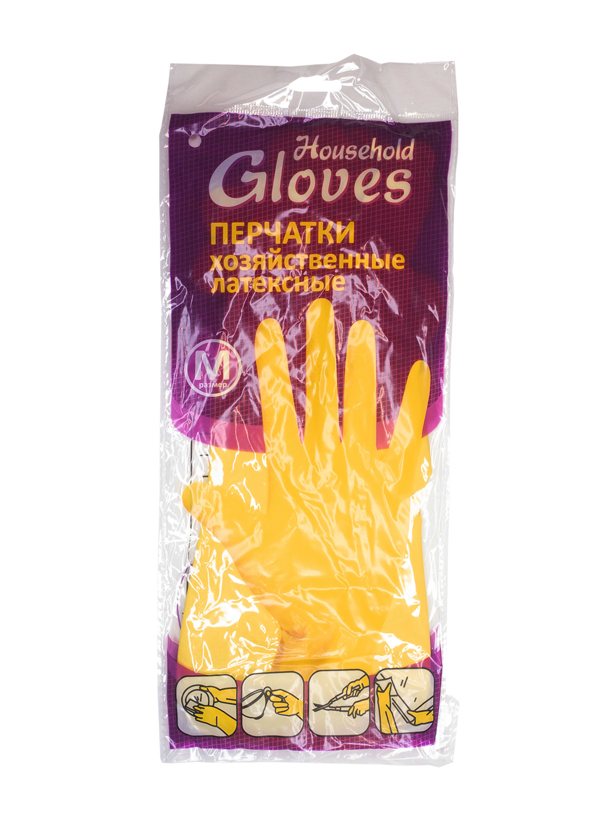 Перчатки  Household Gloves. латексные хозяйственные,желтые, М,240/12  KHL002/ОРТ17