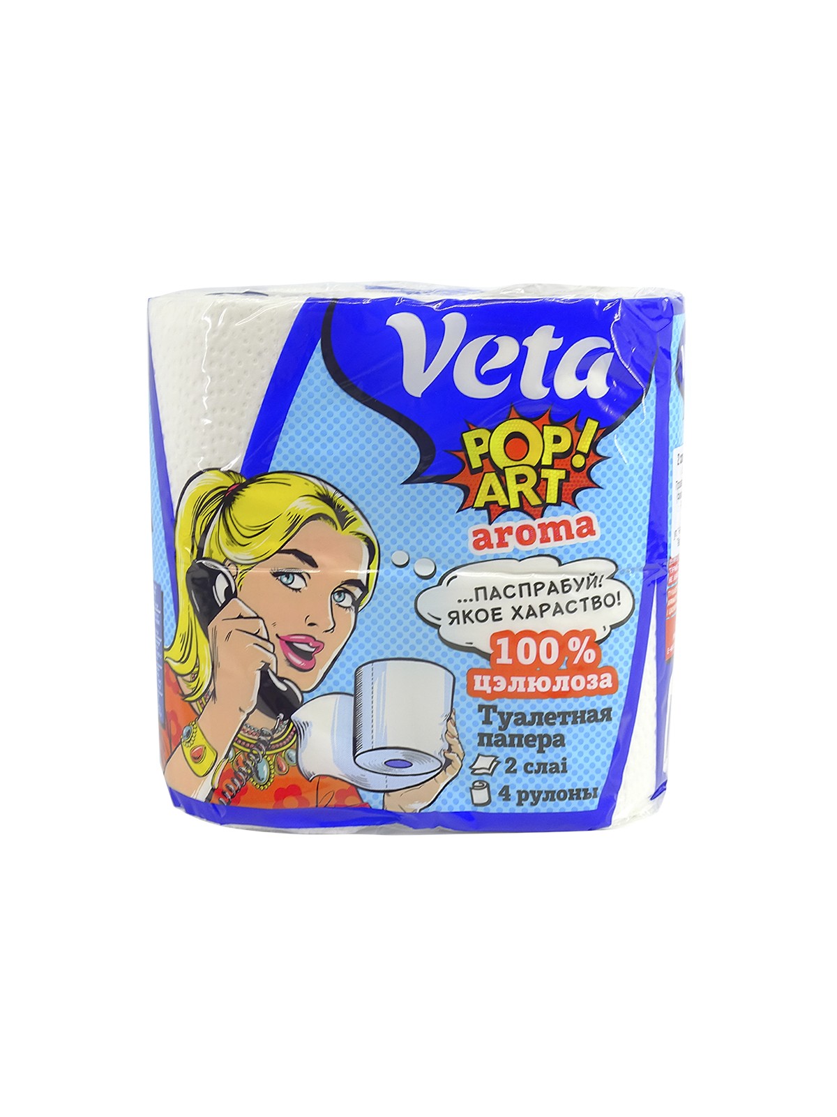Бумага туалетная двухслойная "Veta Pop Art aroma" на втулке, ароматиз. 1*4 рулона