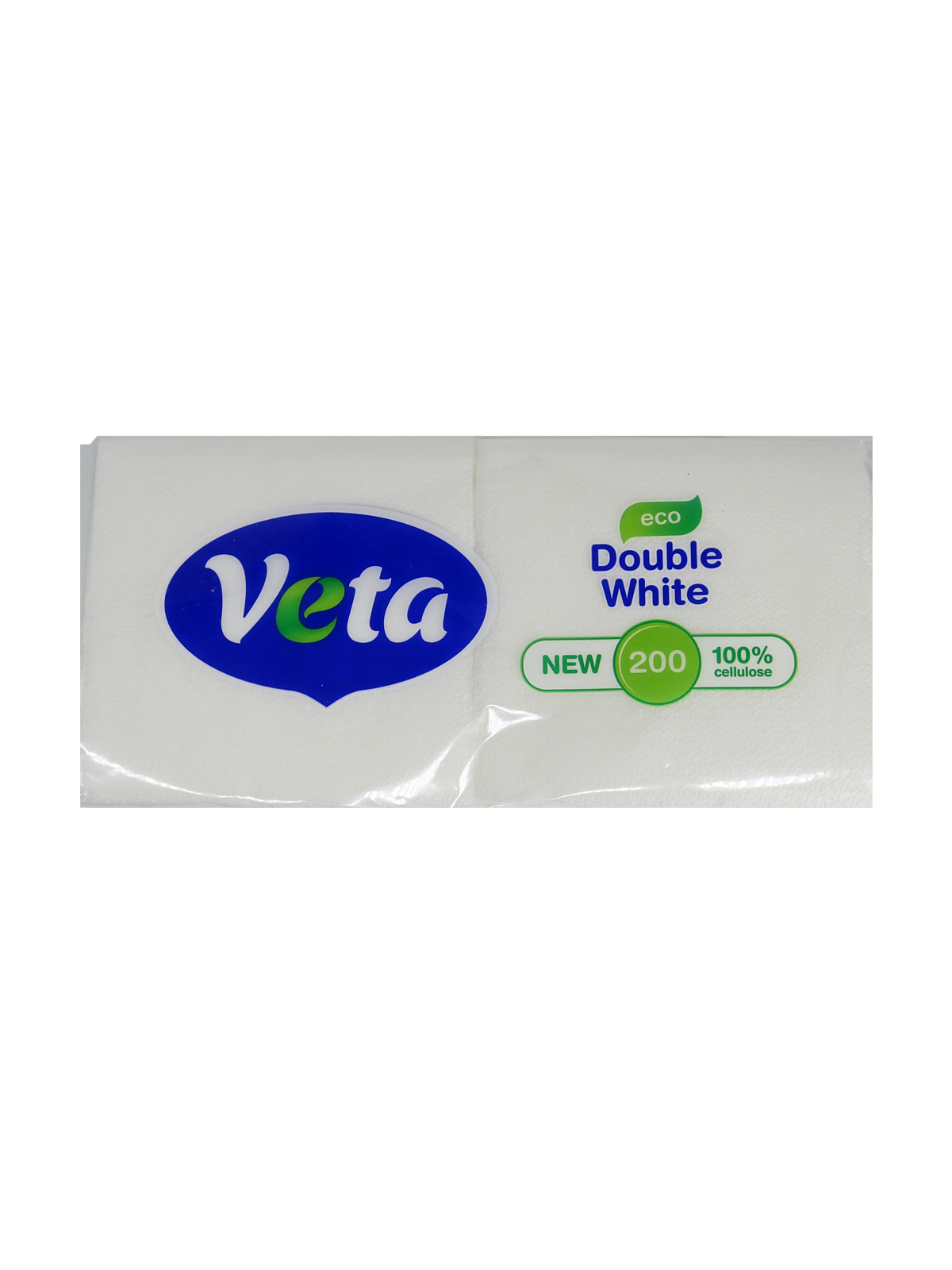 Салфетки бумажные VETA DOUBLE WHITE ECO 100% целлюлоза, неокрашенные, по 200 шт. в упаковке