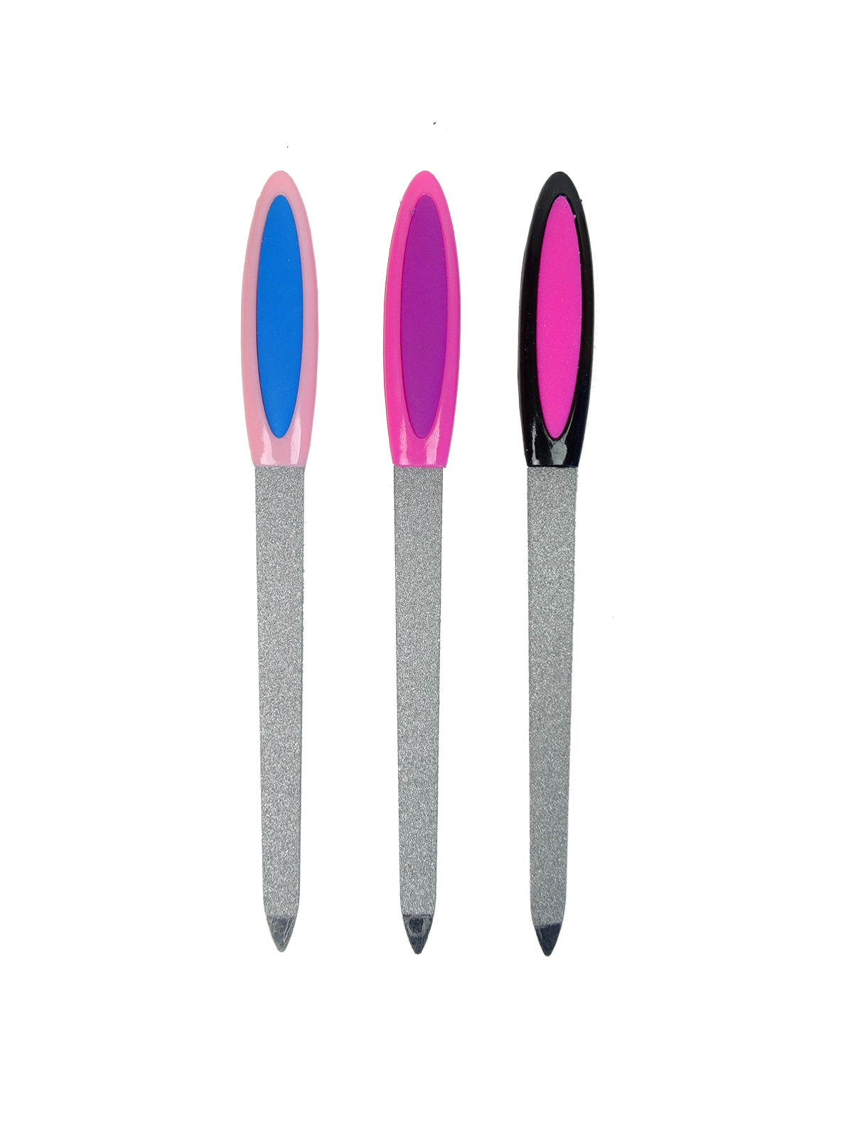 Пилка металлическая для ногтей, прорезиненная ручка, 17 см, цвет МИКС