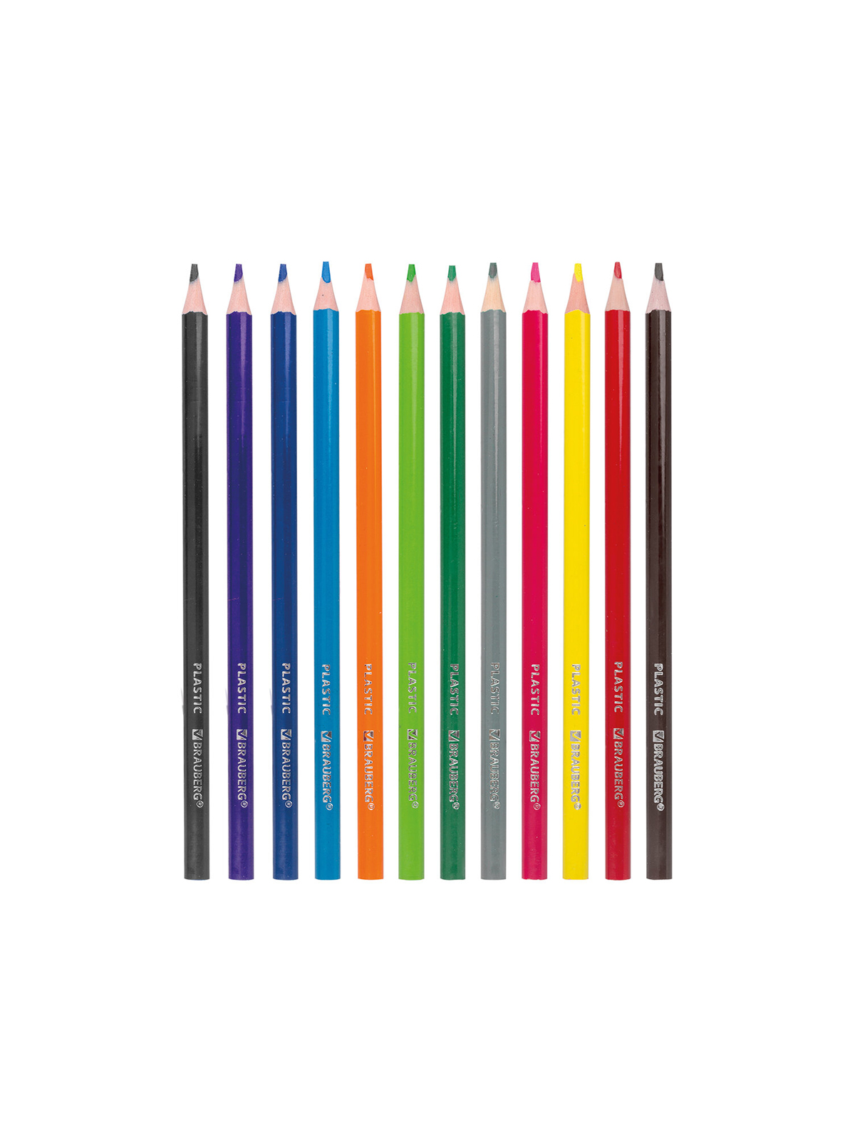Карандаши цветные "BRAUBERG" PREMIUM, 12цв, пластиковые, трехгранные
