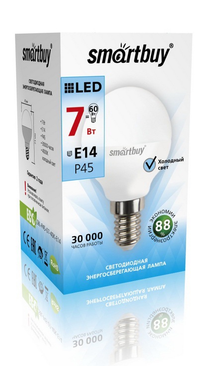 Светодиодная (LED) Лампа Smartbuy-P45-07W/4000/E14