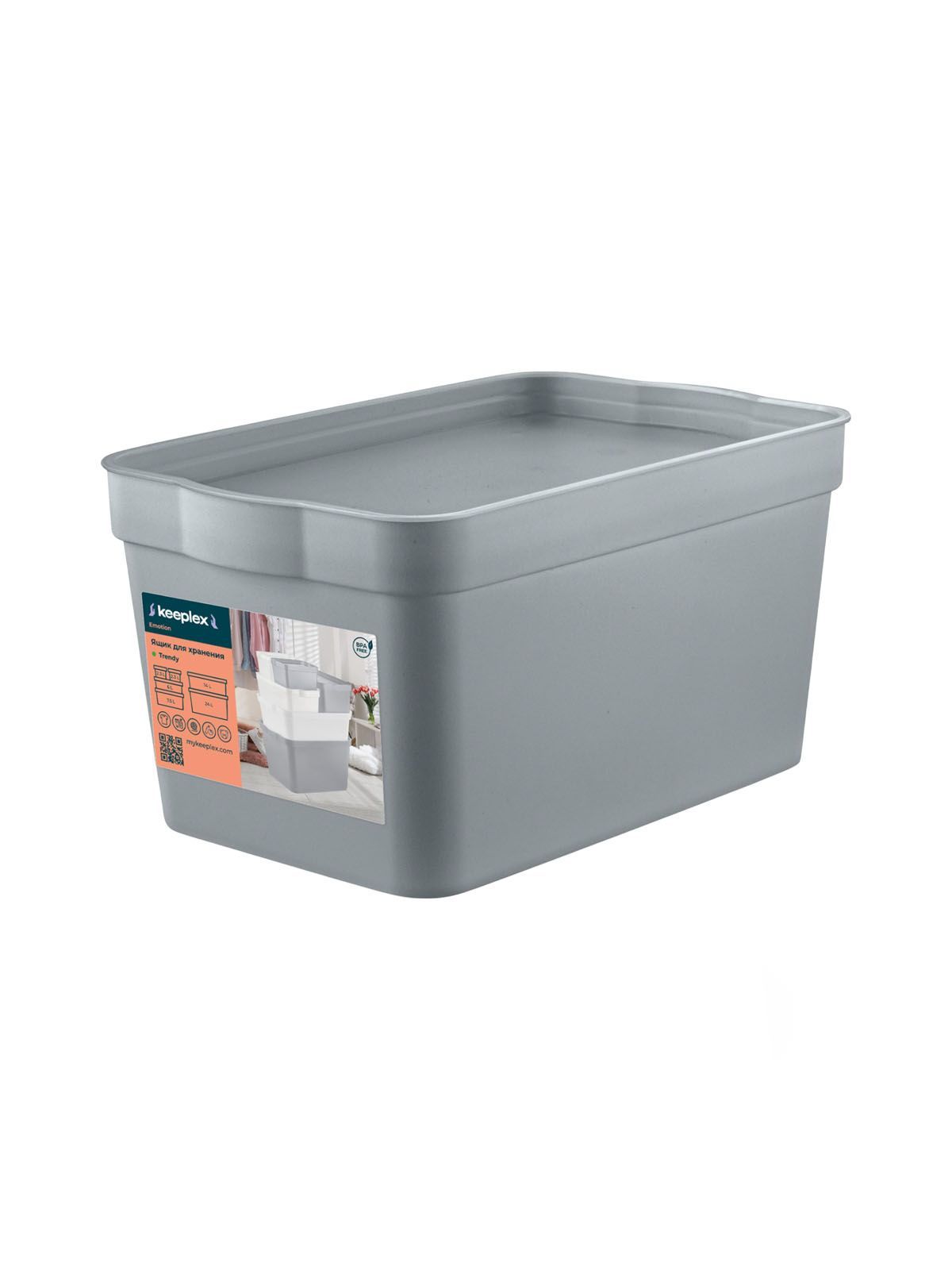 Ящик для хранения Keeplex Trendy 2,3 л 21,1х14,1х11 см серый топаз