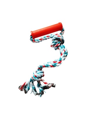 Игрушка для собаки канатная с ручкой "Веревка с узлами", 39 см, 100 г, микс цвета