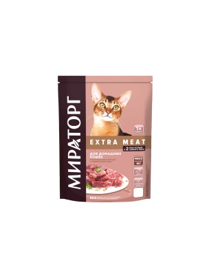 Корм сухой "МИРАТОРГ Extra Meat" для домашних кошек старше 1 года,с говядиной, Black Angus, 0,4 кг
