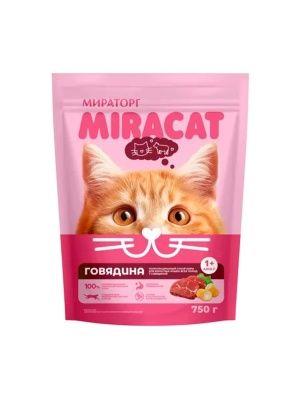 Корм для кошек взрослых кошек всех пород Мираторг Miracat с говядиной, 75 г