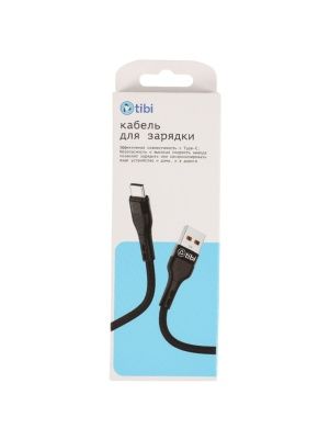Кабель для зарядки в тканевой оплетке, Type-C, 2,4 А, 3,5*(900-1000) мм (D60T-black)