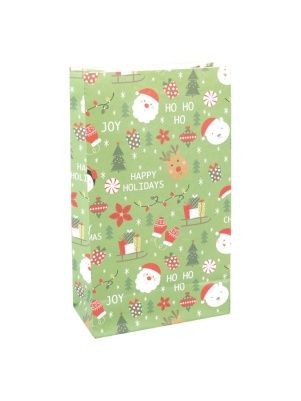Пакет подарочный из крафтовой бумаги "Happy Holidays!", 26*15*8 см