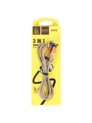 Кабель для зарядки 3-в-1, micro/TYPE-C/lightning, магнитный, 1.0М, 2.4А