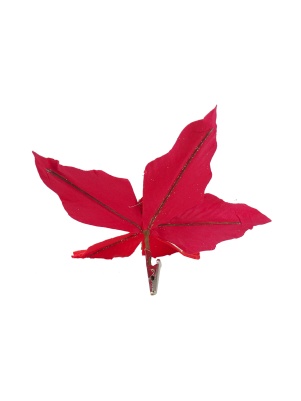 Новогоднее ёлочное украшение Лилия красный бархат 23x23x17см
