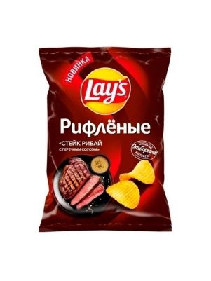 Чипсы Лэйс рифл. Стейк Рибай с перечным соусом 140г