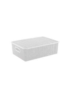 Корзинка "Вязь" 7,5л 350х 245х105мм с крышкой (белый)