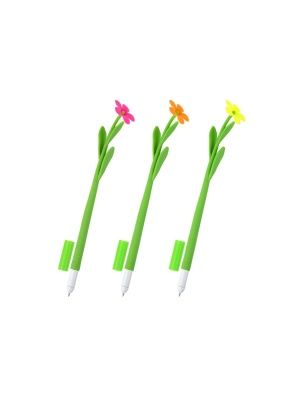 Ручка шариковая "ЮНЛАНДИЯ" Цветочек, фигурная, цв.синий, силиконовый корп, в асс-те
