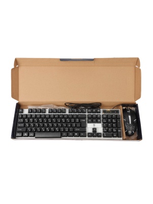 Клавиатура с подсветкой + мышь компьютерная проводная, 1600 DPI USB, кабель 1,5 м