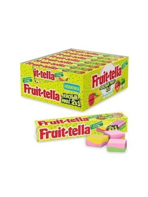 Жевательные конфеты "FRUITTELLA кислый микс 2в1" со вкусами яблока и клубники, лимона и малины 41г_9х21шт