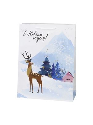 Пакет подарочный Dream cards "Олень в горах", 31*40*12см