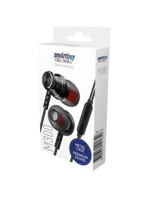 Внутриканальная гарнитура Smartbuy M300, металлич корпус, микрофон, пульт, черн (SBH-025K)/60
