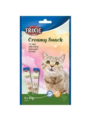 Лакомство "TRIXIE Creamy Snacks" для кошек, курица без глютена и сахара, 14г*5шт