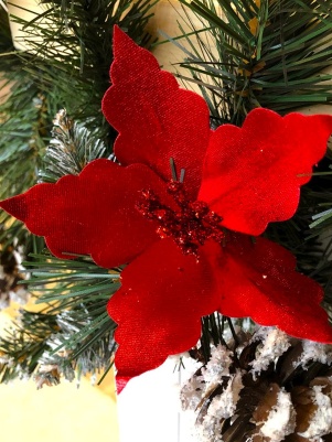 Новогоднее ёлочное украшение Красный цветок 15*15*6см