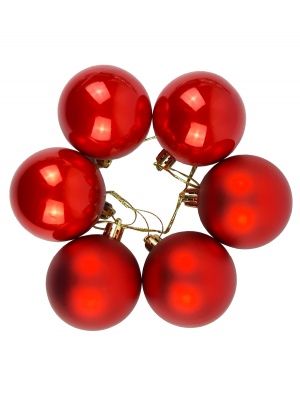 Набор шаров елочных "Микс дизайнов", 6 шт, d=6 см, красные