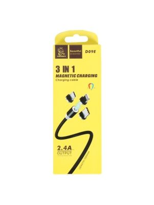 Кабель для зарядки 3-в-1, micro/TYPE-C/lightning, магнитный, 1.0М, 2.4А