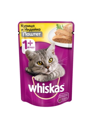 Паштет WHISKAS с курицей и индейкой «курица и индейка» 75г