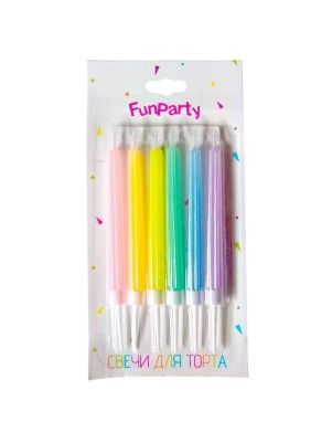 Свечи для торта "Радуга", 6 шт, 12,5 см (ML-1855)