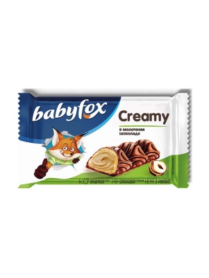 Вафельный батончик BabyFox Creamy  с молочно-ореховой нач.в молочном шок. (23г*5) 115г