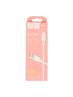 Кабель для зарядки, белый, lightning, 1.0М, 2.4А